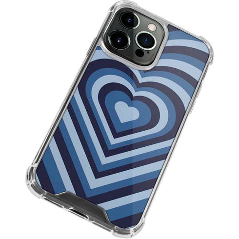 Blue Heart Pattern iPhone 14 Pro Clear Case